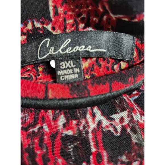 Caleaas Womens Plus Size 3X Red Long Sleeve Midi Dress Grommets & Jewel Neckline - Picture 12 of 12